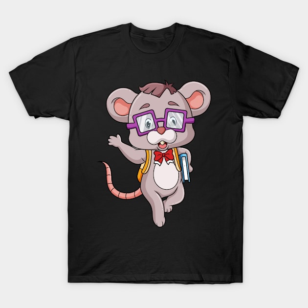 The smart mouse is going to school and waving hand T-Shirt by drydenshops